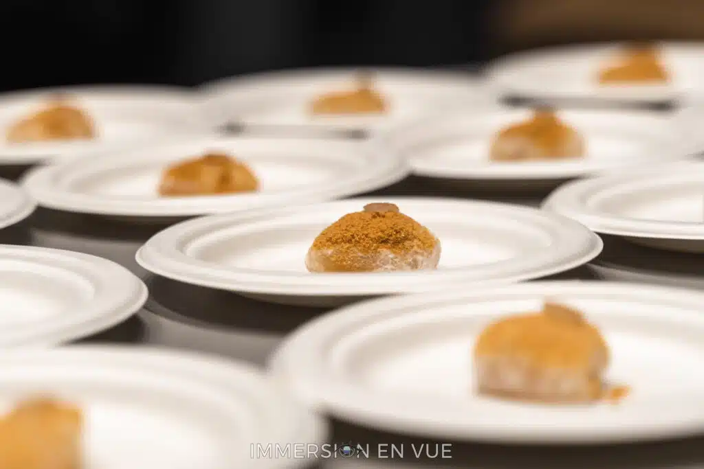 A close-up shot of a specialty canapé served during the VIFF Sensory Cinema screening of Parasite at the VIFF Centre